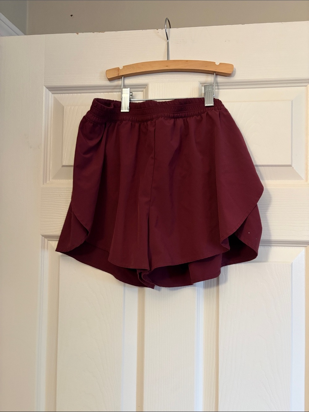Zella Burgundy Layered Run Shorts